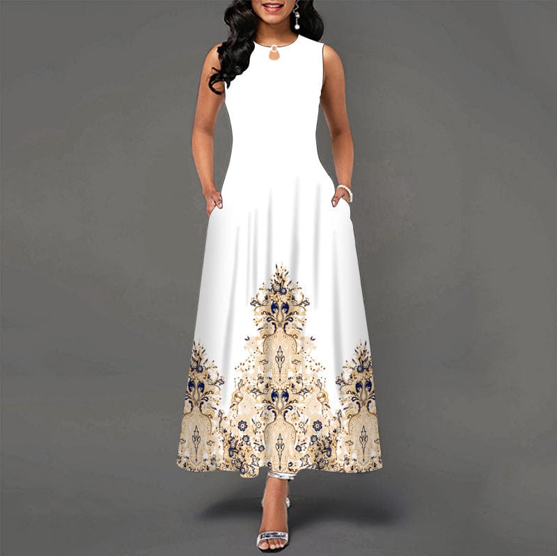 4 XL / #11 Dropshipping Hot summer fashion latest women's high waist summer party evening beach sleeveless long dress