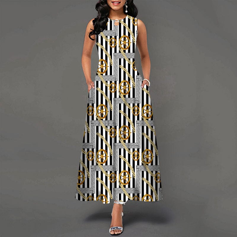 4 XL / #14 Dropshipping Hot summer fashion latest women's high waist summer party evening beach sleeveless long dress