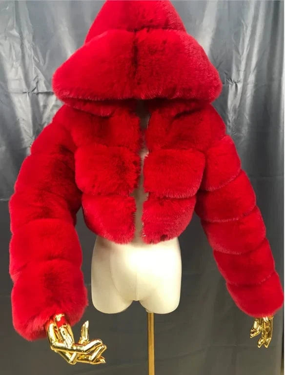 4 XL / Faux Fur Coat 11 2024 New Arrivals Women Winter Clothes Faux Crop Hoodies Fur Jacket Fashion Long Fur Coat