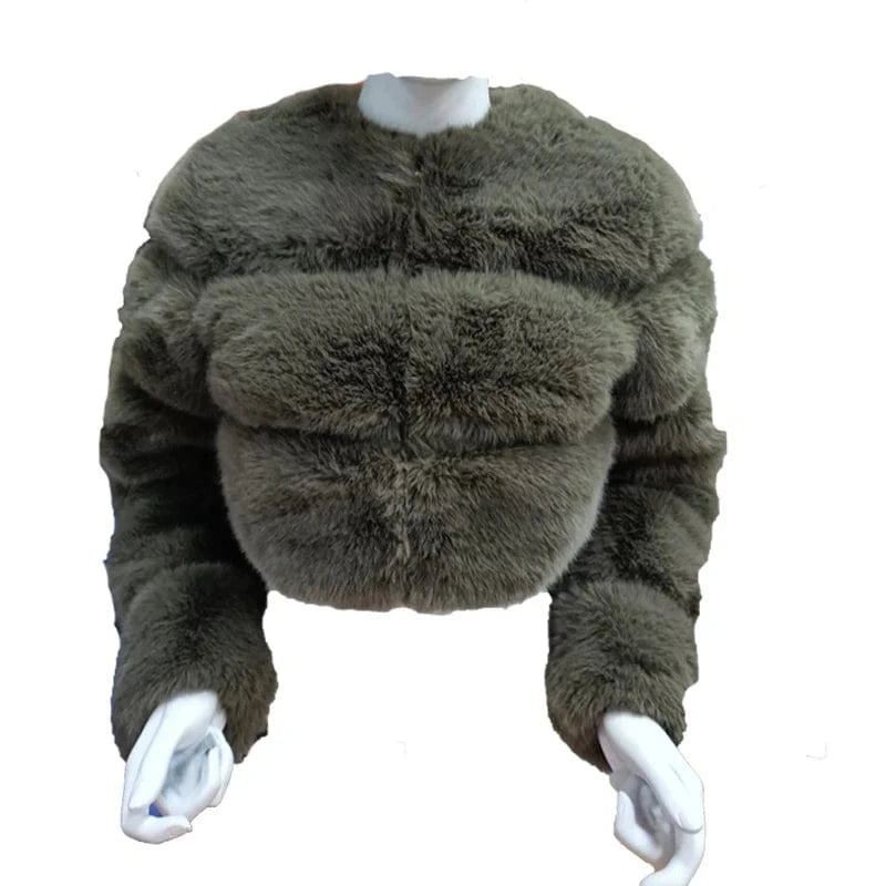 4 XL / Faux Fur Coat 12 2024 New Arrivals Women Winter Clothes Faux Crop Hoodies Fur Jacket Fashion Long Fur Coat