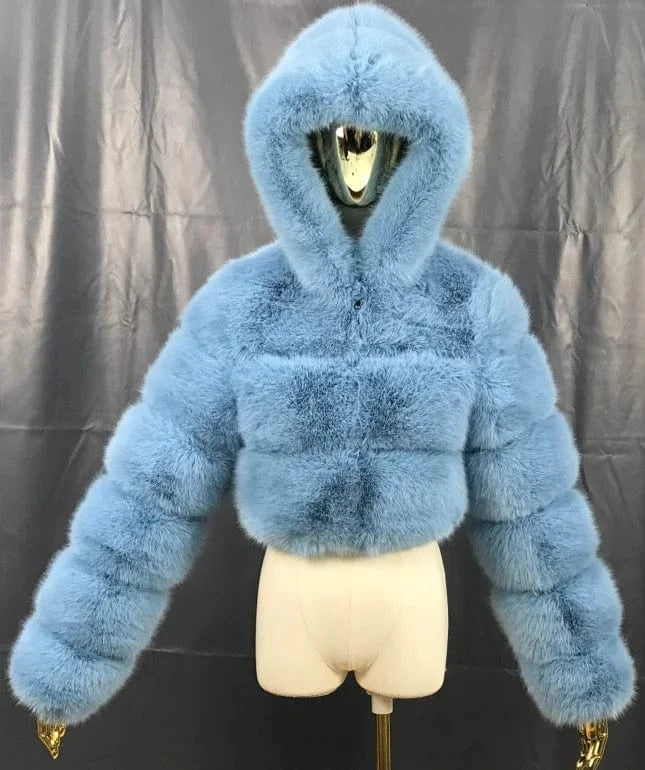 4 XL / Faux Fur Coat 19 2024 New Arrivals Women Winter Clothes Faux Crop Hoodies Fur Jacket Fashion Long Fur Coat