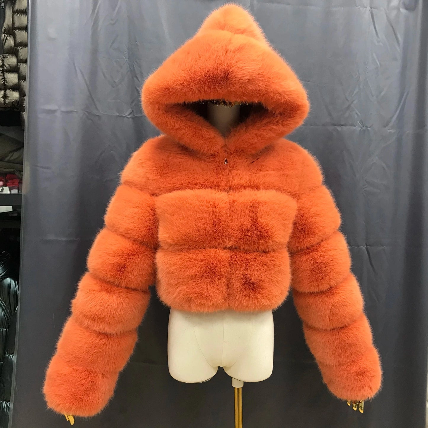 4 XL / Faux Fur Coat 21 2024 New Arrivals Women Winter Clothes Faux Crop Hoodies Fur Jacket Fashion Long Fur Coat