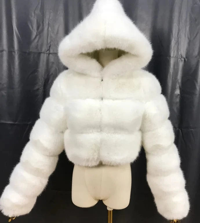 4 XL / Faux Fur Coat 24 2024 New Arrivals Women Winter Clothes Faux Crop Hoodies Fur Jacket Fashion Long Fur Coat
