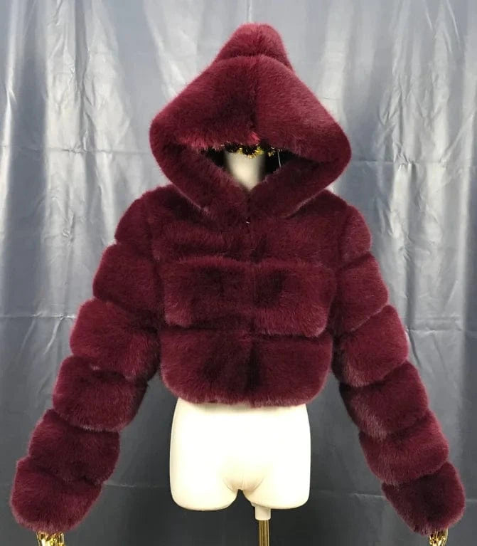 4 XL / Faux Fur Coat 26 2024 New Arrivals Women Winter Clothes Faux Crop Hoodies Fur Jacket Fashion Long Fur Coat