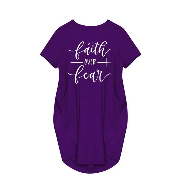 4 XL / Fuchsia Midi T-shirt Casual Maxi Blessed Dresses with Pocket for Women