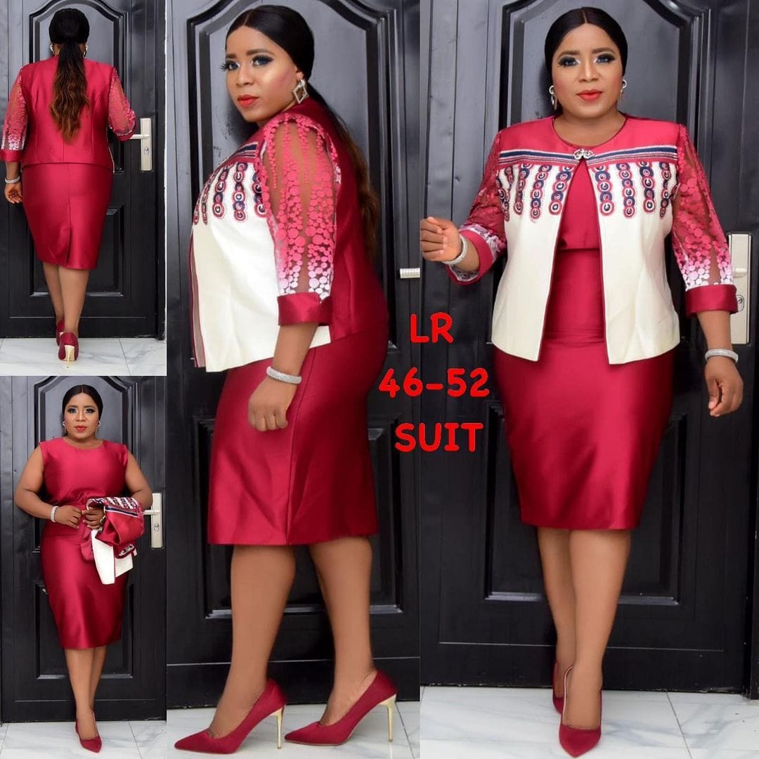 4 XL / pic6 20715-MX16 Printed Plus Size Modest Dress With Short Coats Office Wear Set
