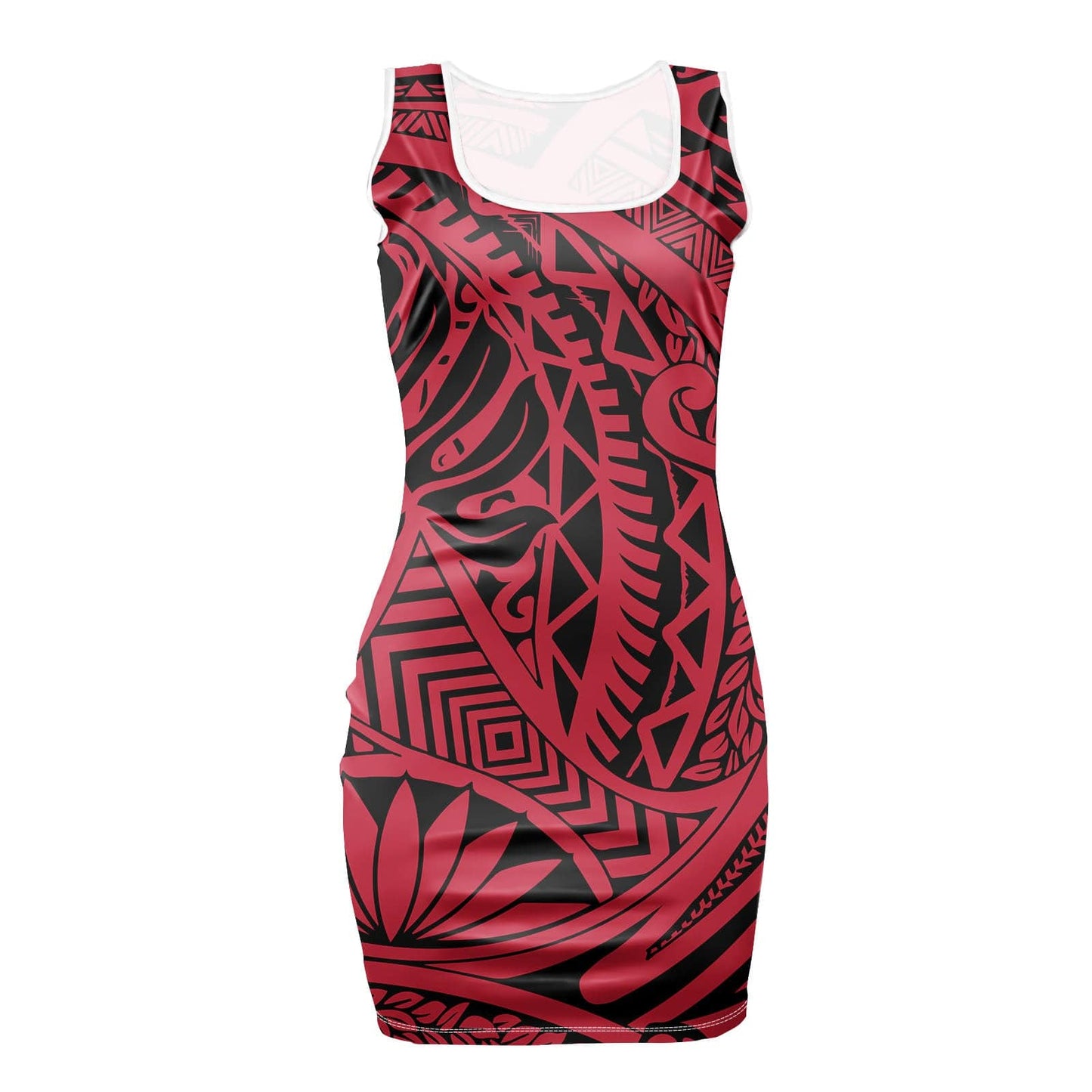 4 XL / XMGW3119D37 Polynesian Red Tribal Print Sexy Bodycon Ladies Elegant Dress Summer  Women Clothing 2023 Women Clothing Trend Fashion Dress