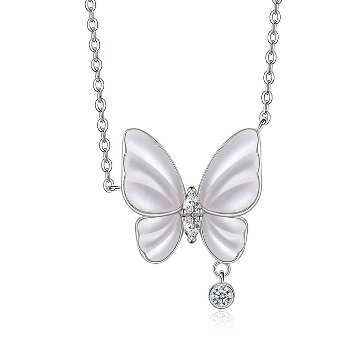 40+3+3cm / Silver OEM&ODM VANA Sterling Silver Necklace Lovely Butterfly Charm Beautiful Noble Woman Statement Ladies Collar Necklace