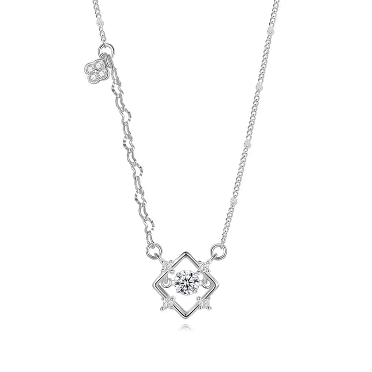 40+5cm / White OEM&ODM Square Woman Fashion Jewelry Necklace Sparkly Necklace Sterling Silver 925 Jewellery Necklace Set