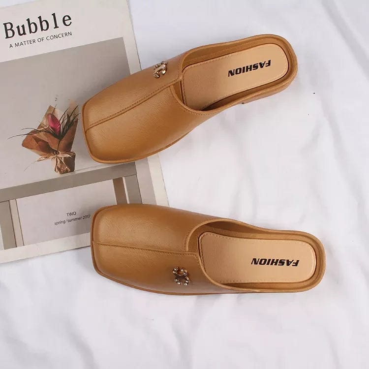 40 / Brown New Style Sandals Light Weight PVC outdoor Women's Low Heel Sandals ladies flat shoes women