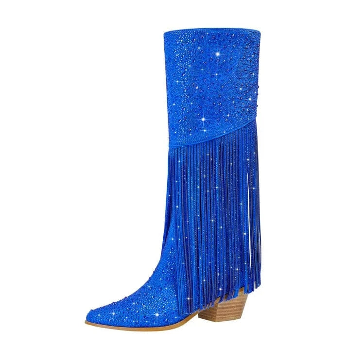 42 / Blue Blue Long Boot Winter Shoes 2023 suede fabric Women High Heel Knee High Boots