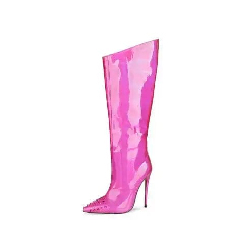 42 / Plum On Sale handmade reflective neon pink leather custom private logo women shoes boots spring 2022