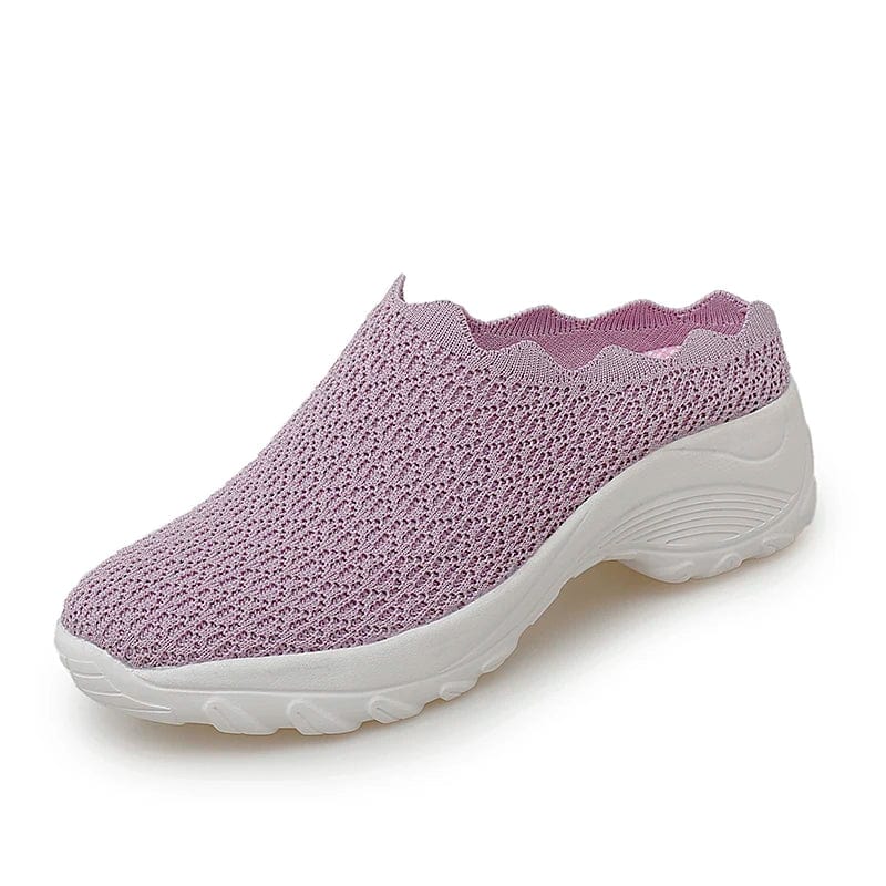42 / Purple New styles wholesale footwear vendors chaussures mules talon bout carr women's mesh clogs summer casual shoes big size 35-42