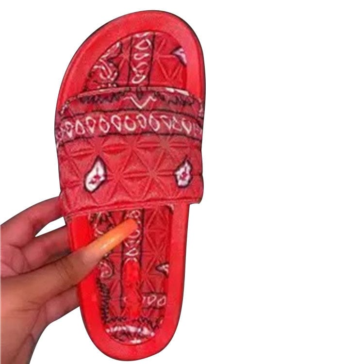42 / Red Custom Sandalias New Style Bandanna Women Bandana Slides Bandana Slippers