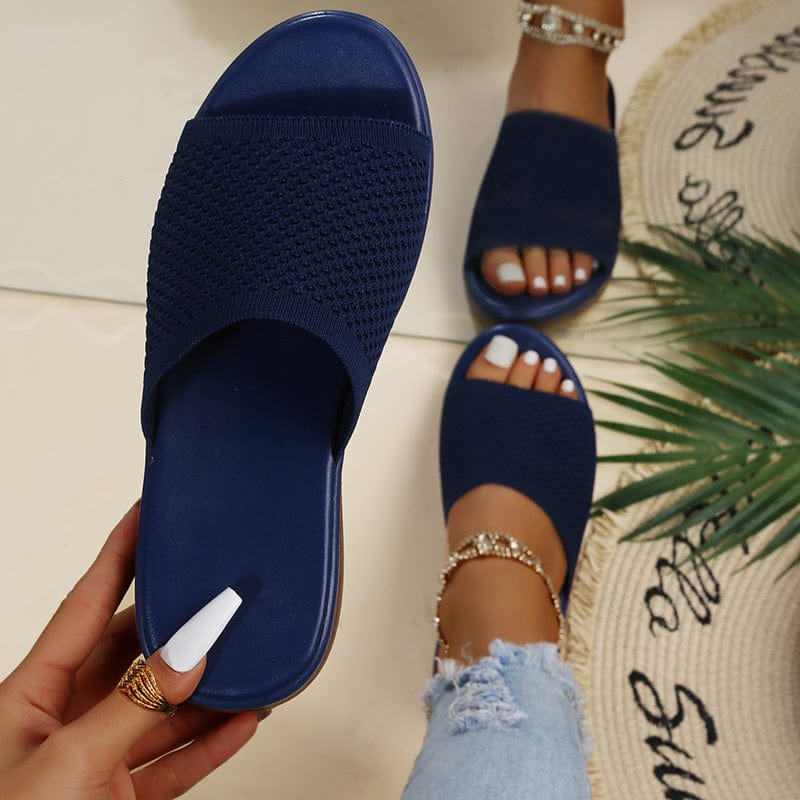 43 / Dark blue Ladies stylish high heel pink slides low cheap luxury pu sole latest design color pictures summer slippers for women