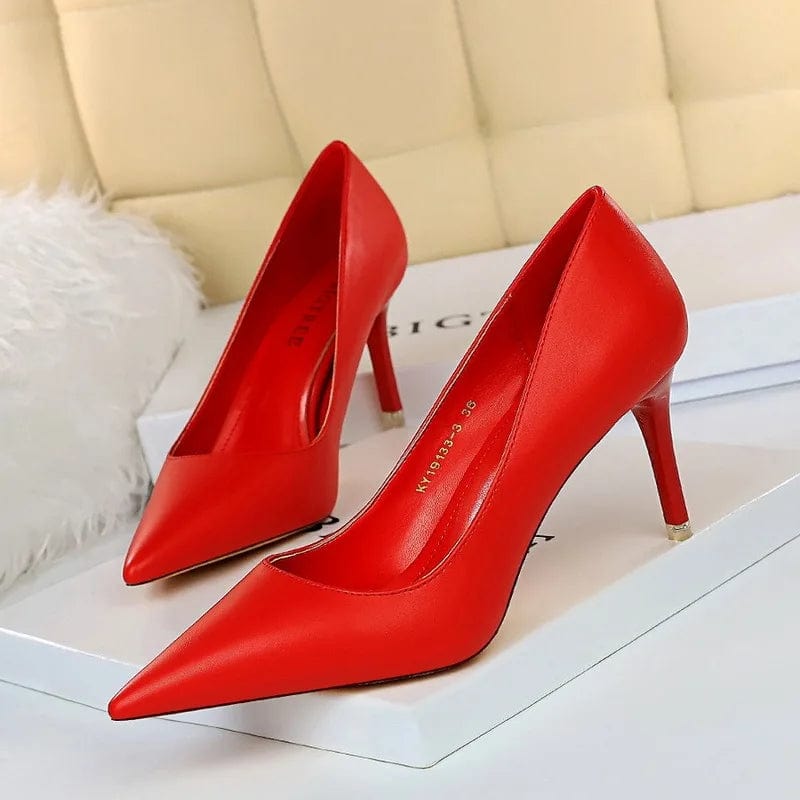 43 / Red B New Women Slippers Korean Fashion simple Shallow pointed mouth thin High Heel Sandals mature sexy women Sandals