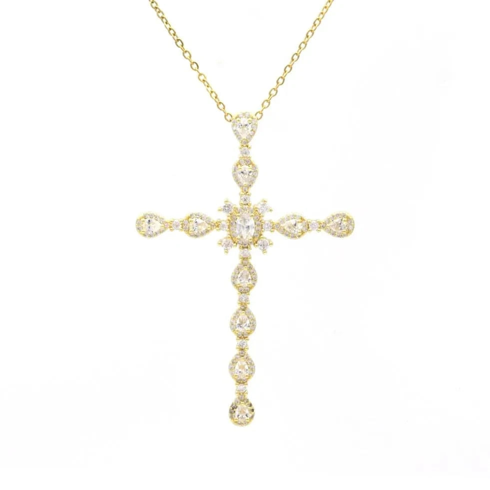45+5cm Photo Show Chain / BP191A005W Flynee Luxury Cross Women Pendant Micro Pave Cubic Zirconia Cross Charm Plated 18K Real Gold Tiny Cross Necklace