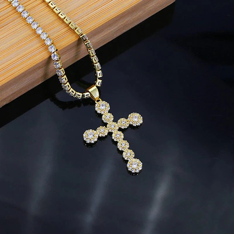 45+5cm Photo Show Chain / BP202A015 Flynee Luxury Cross Women Pendant Micro Pave Cubic Zirconia Cross Charm Plated 18K Real Gold Tiny Cross Necklace