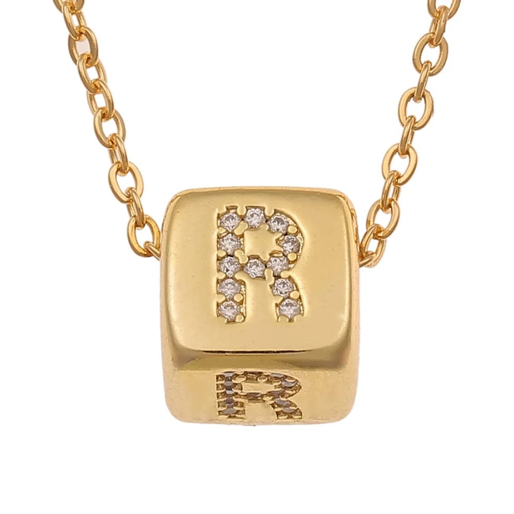 45+5CM / R (including chain) diy copper micro-encrusted square English letter pendant necklace 18K Gold Plated Necklace jewelry