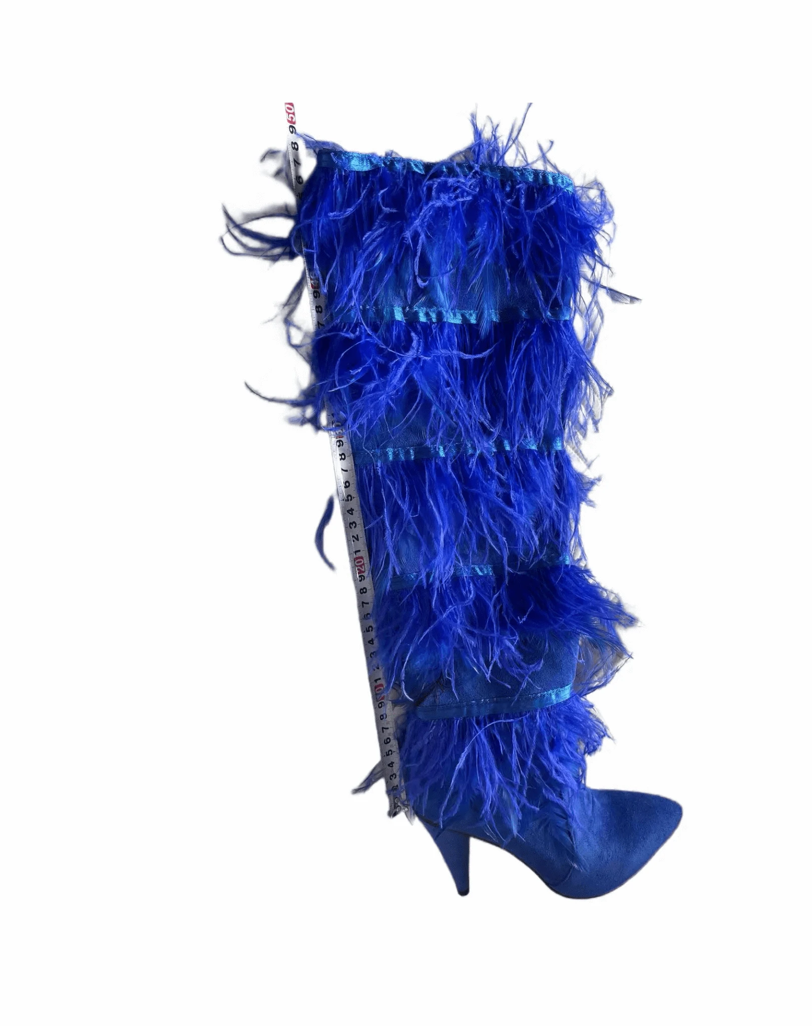 45 / customize UBILILIA ladies Ostrich Turkey fur winter Thigh High Gladiator Boots wide shaft girls luxury heels knee high boots for women