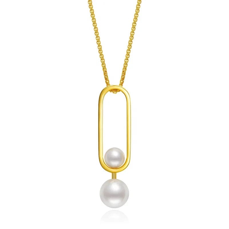 45cm+5cm / Gold OEM&ODM High Quality Necklace Venetian Pearl Pendant Geometry Gold Color Jewelry Silver Plated Necklace