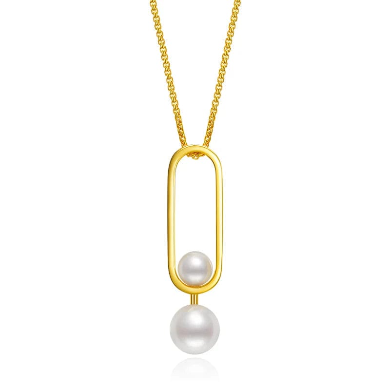 45cm+5cm / Gold OEM&ODM High Quality Necklace Venetian Pearl Pendant Geometry Gold Color Jewelry Silver Plated Necklace