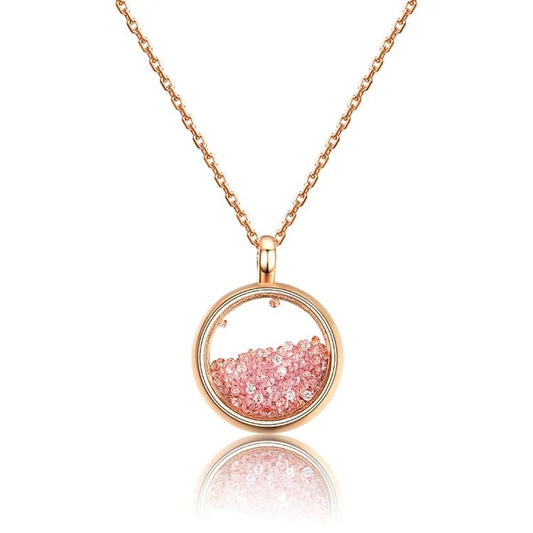 45cm+5cm / Rose gold OEM&ODM VANA Jewelry Drift Sand Cubic ZIrconia Designer jewelry Plata 925 Silver Pink Pendant Necklace