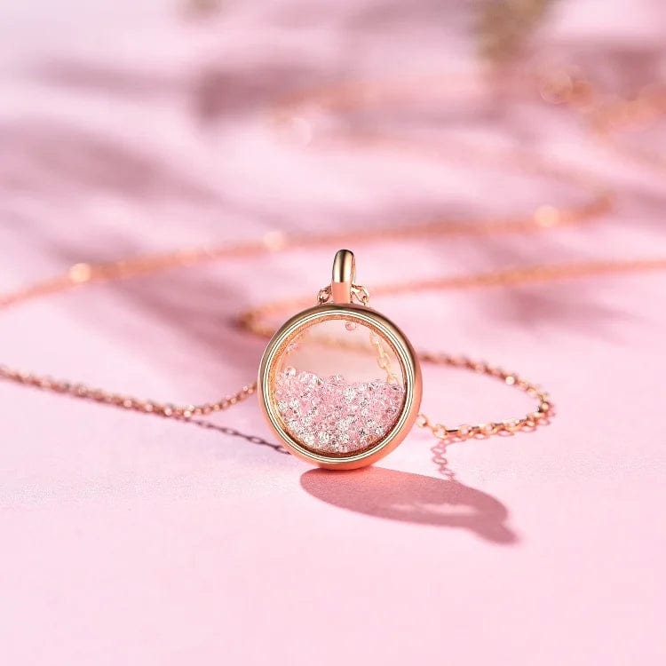 45cm+5cm / Rose gold OEM&ODM VANA Jewelry Drift Sand Cubic ZIrconia Designer jewelry Plata 925 Silver Pink Pendant Necklace