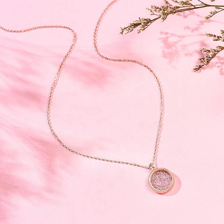45cm+5cm / Rose gold OEM&ODM VANA Jewelry Drift Sand Cubic ZIrconia Designer jewelry Plata 925 Silver Pink Pendant Necklace