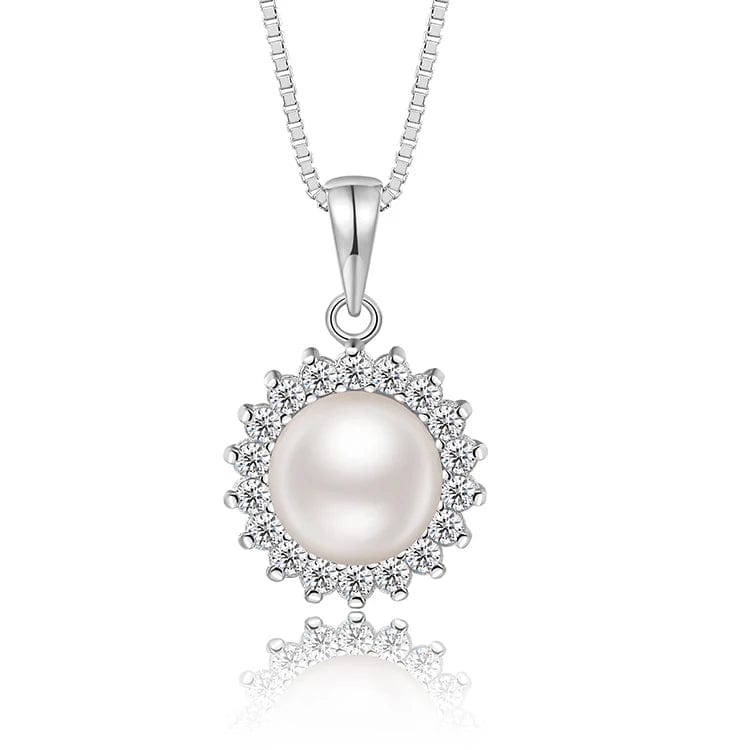 45cm+5cm / silver OEM&ODM Fashion Rose Gold Necklace Nature Pearl Pendant 925 Sterling Silver Gold Plated Custom Pendant Necklace