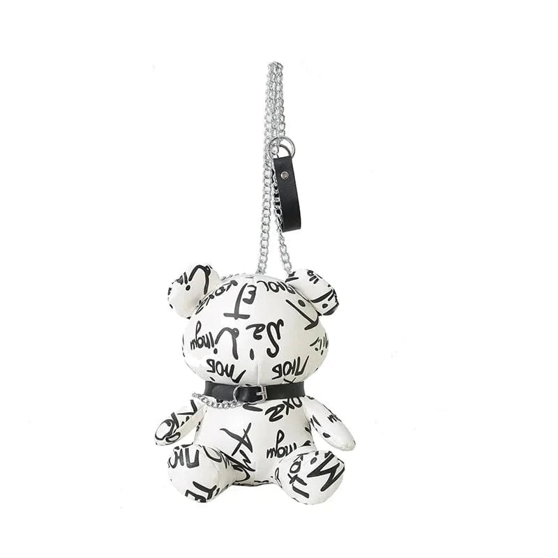 4929 White Bear Shape Crossbody Bag For Women Letters Printed Cute Fashion Doll Shoulder Bags Chain Animal Handbag Party Pocket Mini Purse