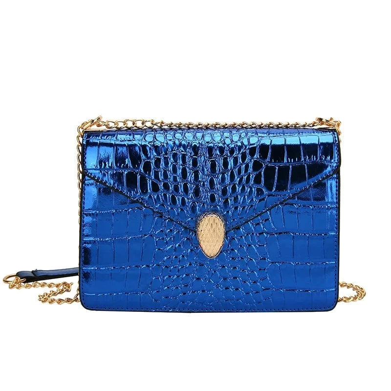 4968 Blue Designer Crocodile Pattern Leather Women Handbags Luxury Brand Ladies Shoulder Messenger Bags High Quality Leather Tote Bag