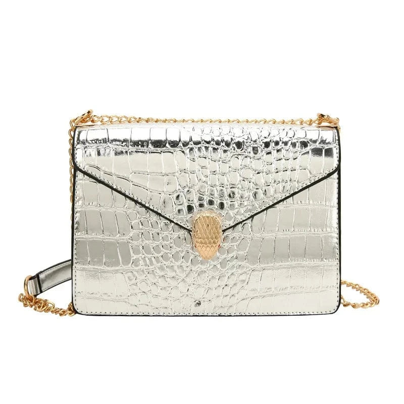 4968 Silver Designer Crocodile Pattern Leather Women Handbags Luxury Brand Ladies Shoulder Messenger Bags High Quality Leather Tote Bag