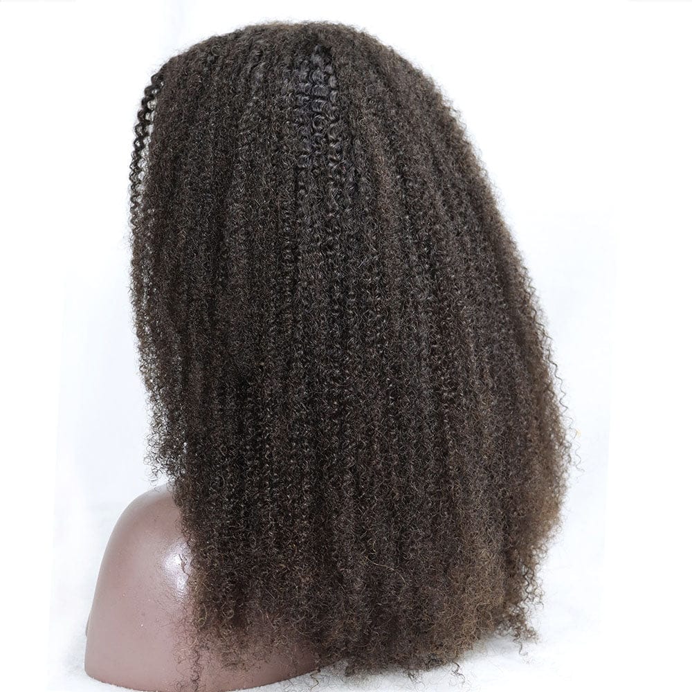 4B 4C Afro Kinky Curly 360 front Lace Band Frontal Wig 250% High Density Pre Plucked  16inch  free ship