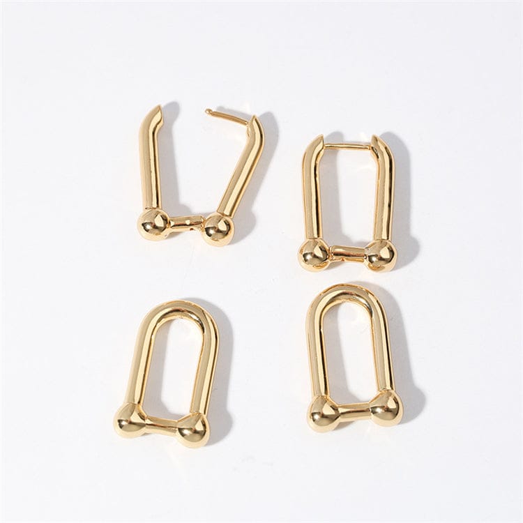 4CM / Gold Aimgal Fashion short chain earrings earrings gold-plated U-shaped double buckle earrings for men and women