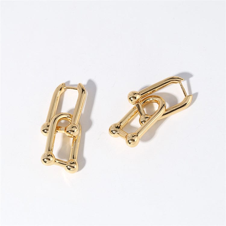4CM / Gold Aimgal Fashion short chain earrings earrings gold-plated U-shaped double buckle earrings for men and women