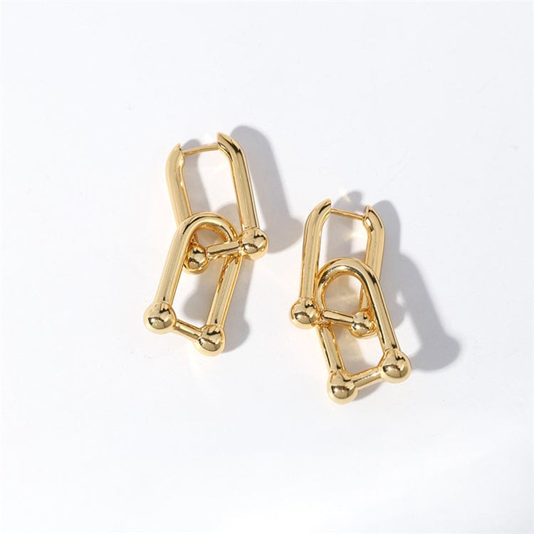 4CM / Gold Aimgal Fashion short chain earrings earrings gold-plated U-shaped double buckle earrings for men and women