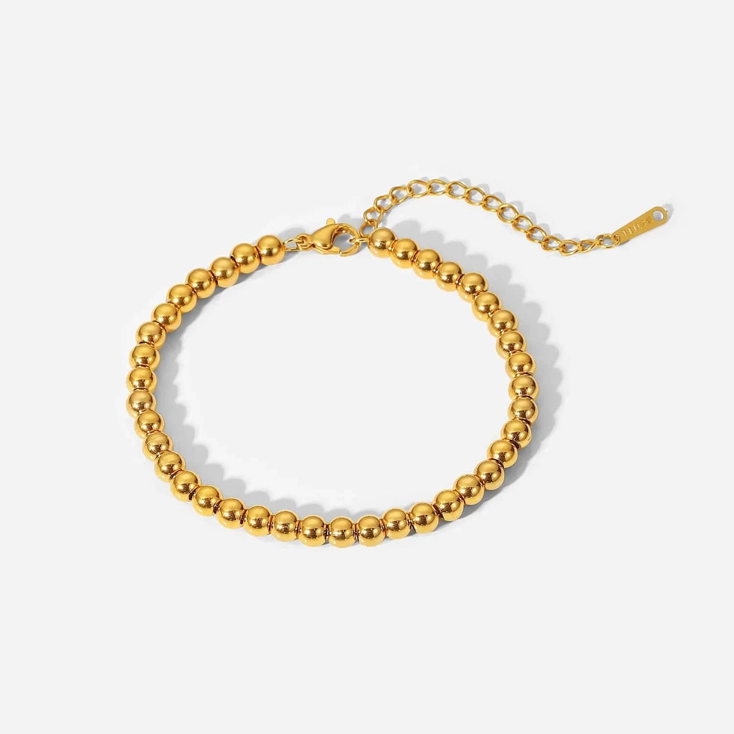 4mm bead gold LW100980 Minimalist INS 18K Gold Plated And Silver Plated Stainless Steel Jewelry Waterproof 5mm Bead Chain Bracelet For Women