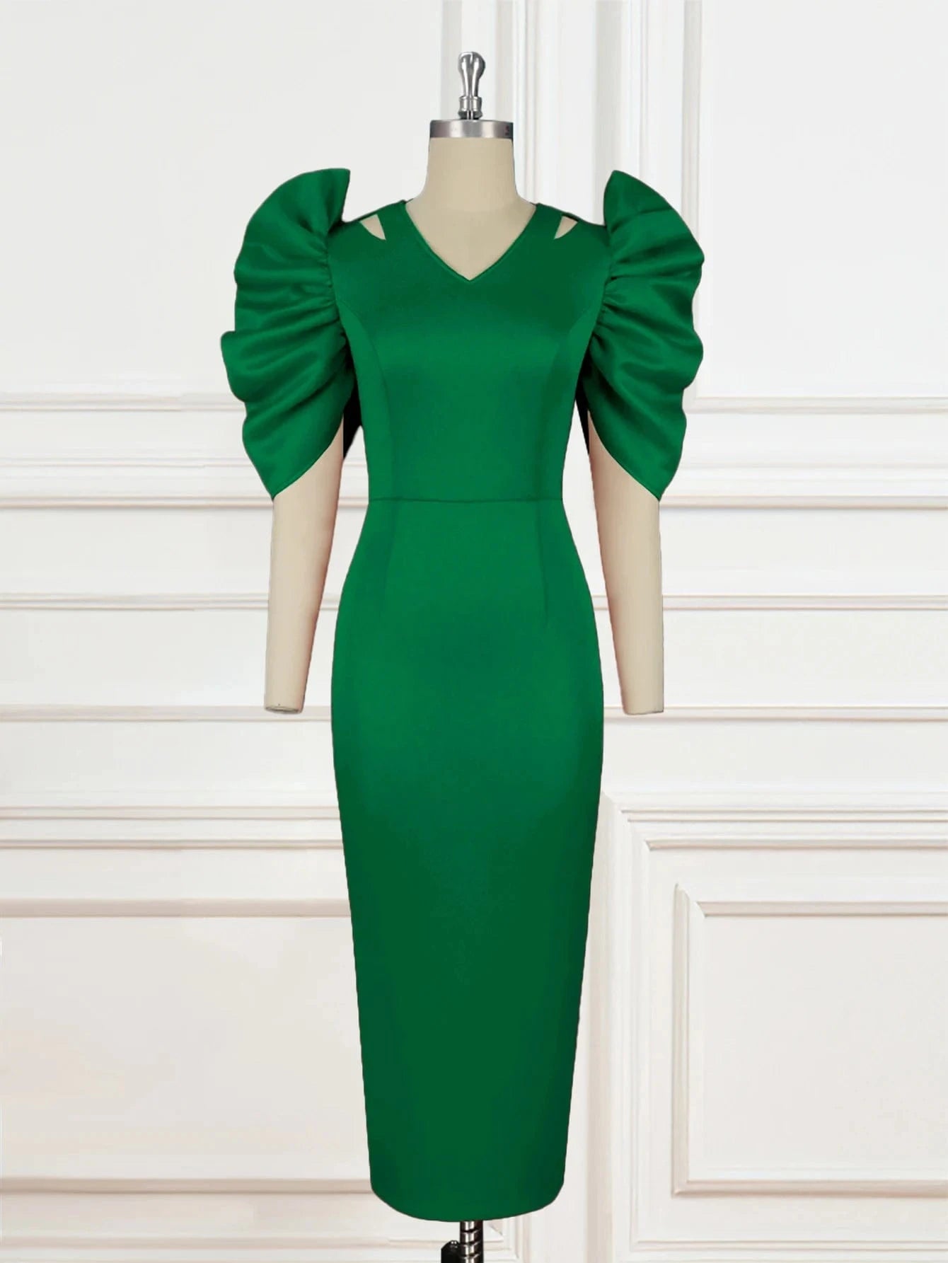 4XL / green Black 4XL Formal Midi Length Cut Out Women Cocktail Elegant Dresses