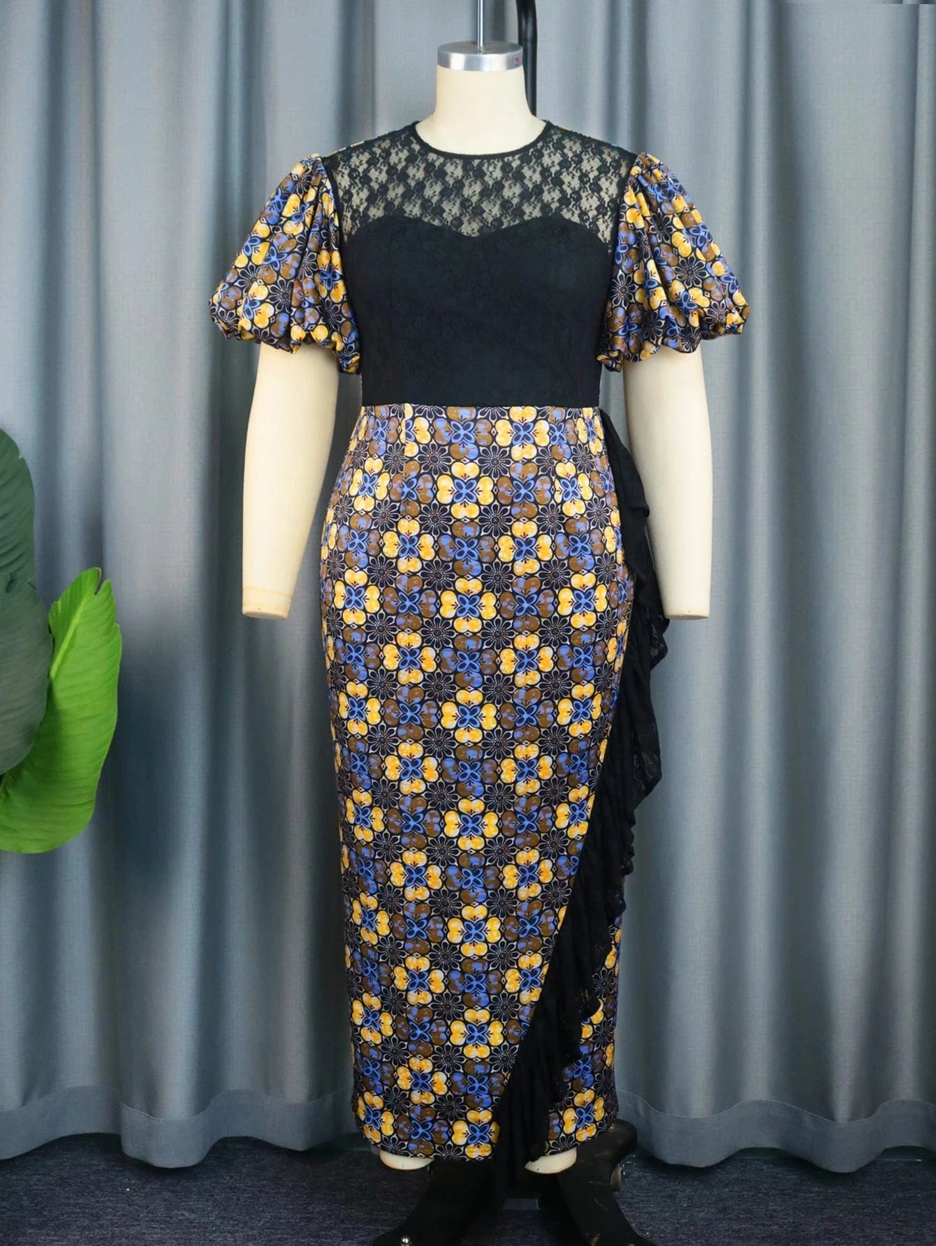 4XL / Print Bodycon AOMEI Manufactures African Print Evening Maxi Dress Ladies