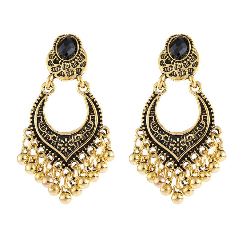 5*3cm / Gold Retro Silver Gold Round Indian Jewelry Jhumka Earrings For Women Orecchini Vintage Gypsy Pearl Beads Tassel Earrings Girl Gift