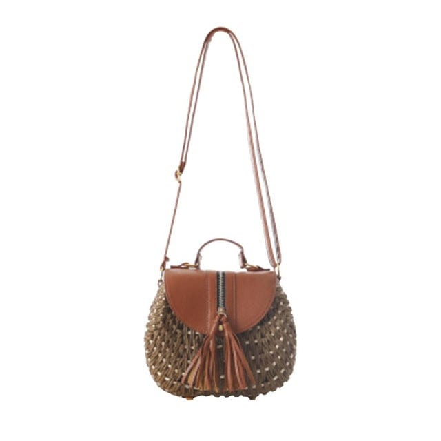 #5 Famous Designer Ladies Woven Knitting Messenger Crossbody Bags Summer Bohemian Tassel Straw Beach Shoulder Bag