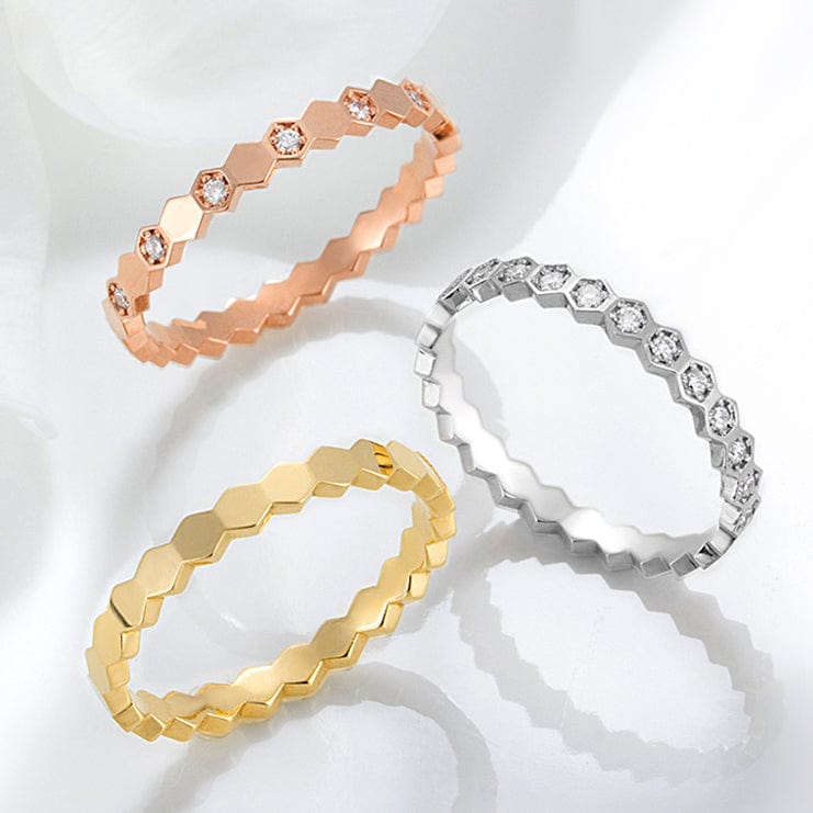 5 / Rose Gold without diamond minimal jewelry real 18k gold natural white diamond fashion 2022 women rings