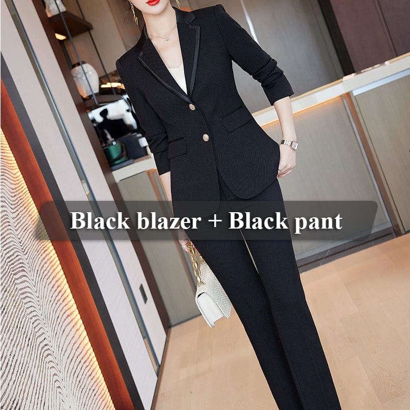 5 XL / 2 Piece Black Pant Suit Tweed Wholesale High-quality Patchwork Women Suits 2 piece Pant Suit Fashion Office Lady Work Clothes Pink Blazer and Trouser