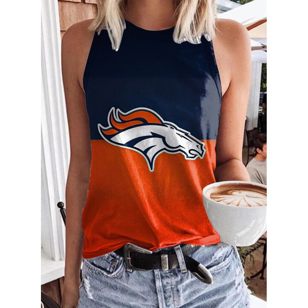 5 XL / broncos cheap wholesale custom logo nfl sleeveless tank top loose tank tops for women round neck sport women's tank tops