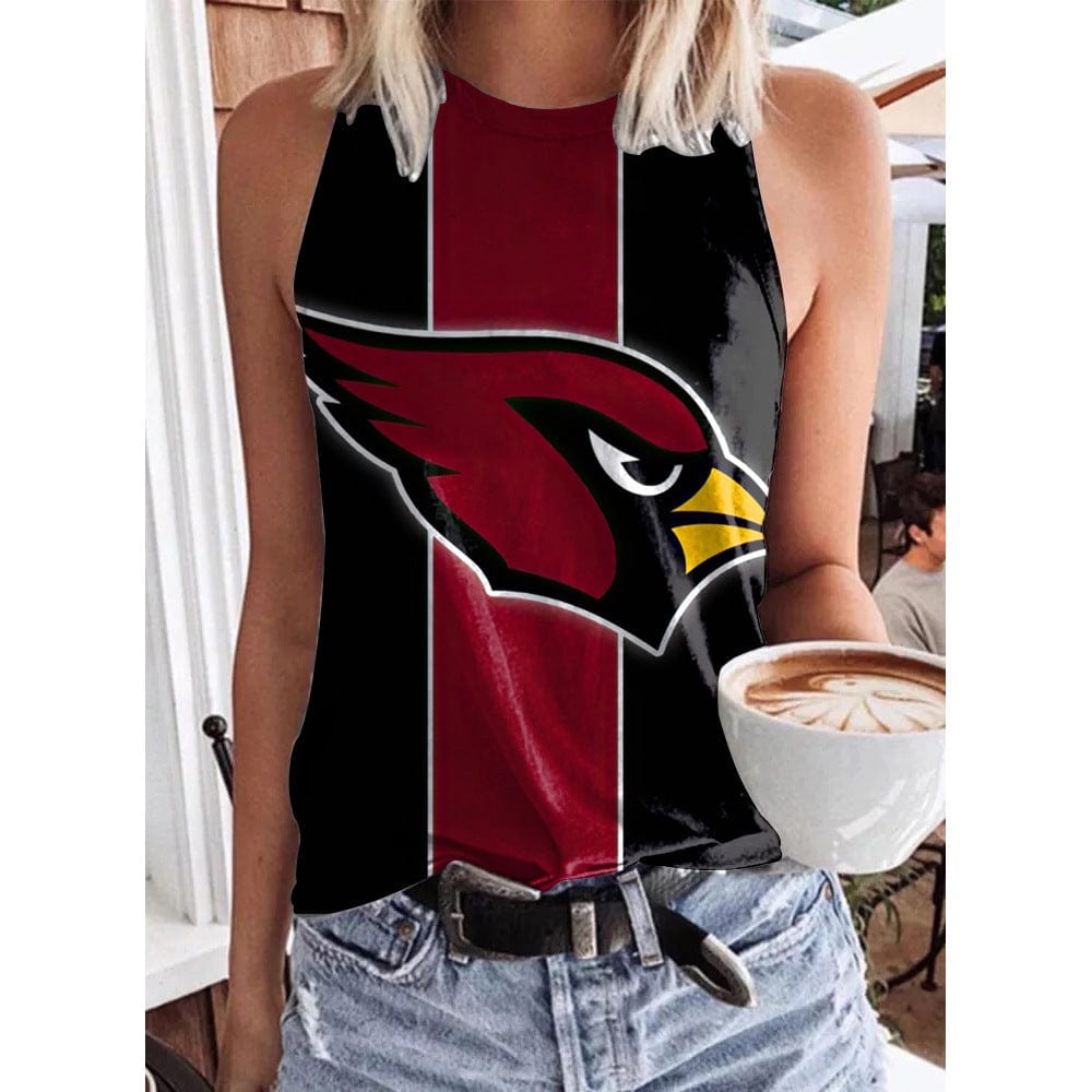 5 XL / cardinails cheap wholesale custom logo nfl sleeveless tank top loose tank tops for women round neck sport women's tank tops