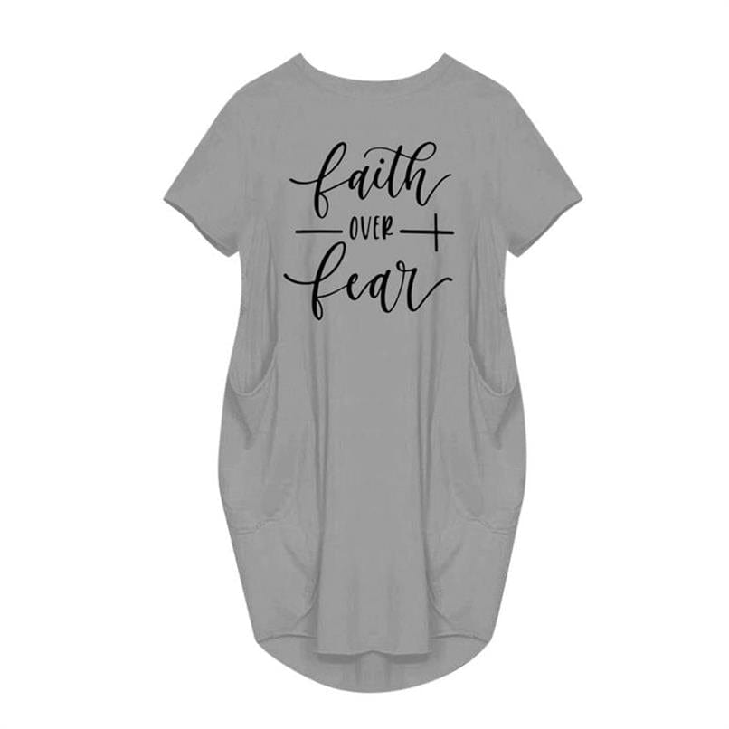 5 XL / Gray Midi T-shirt Casual Maxi Blessed Dresses with Pocket for Women