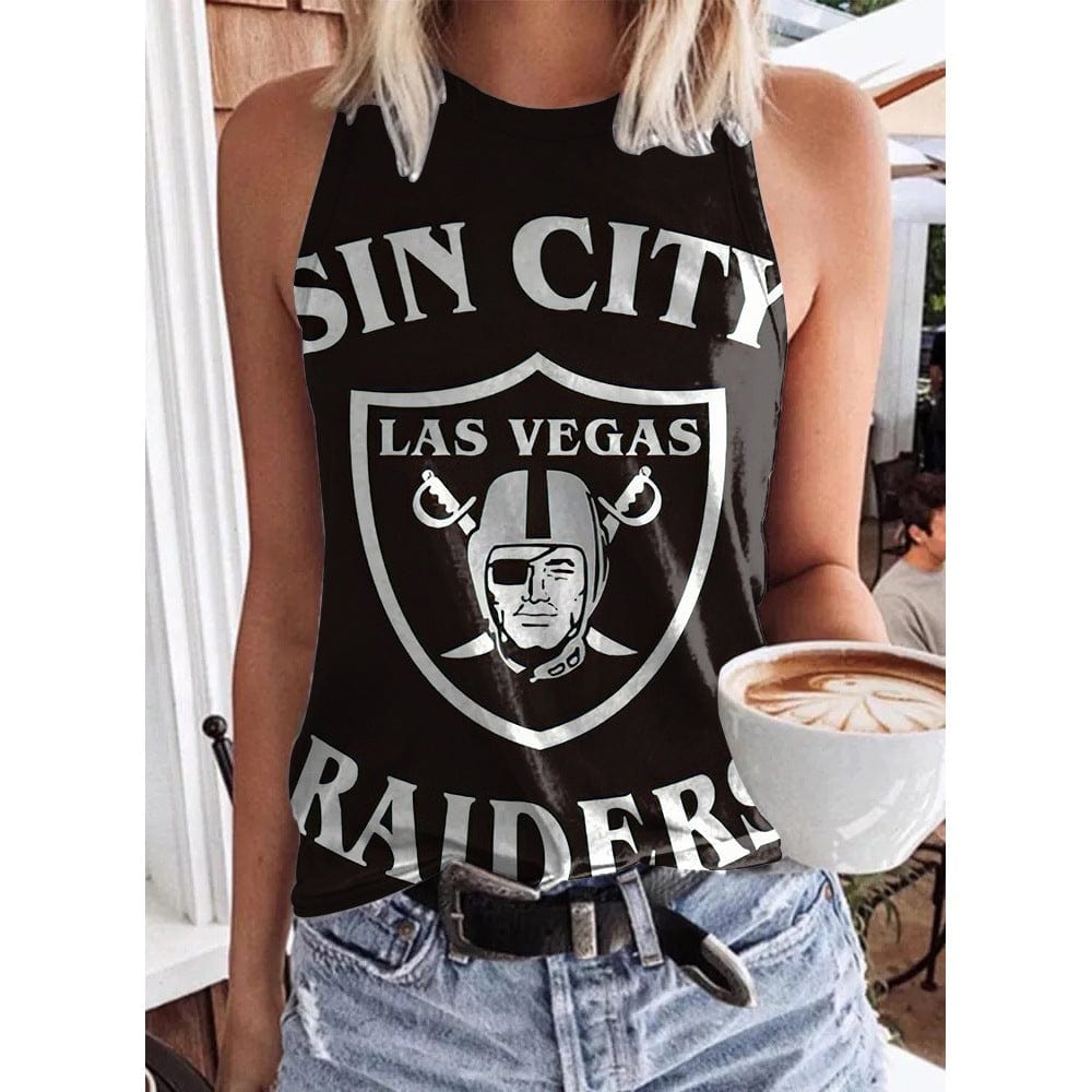 5 XL / raiders cheap wholesale custom logo nfl sleeveless tank top loose tank tops for women round neck sport women's tank tops