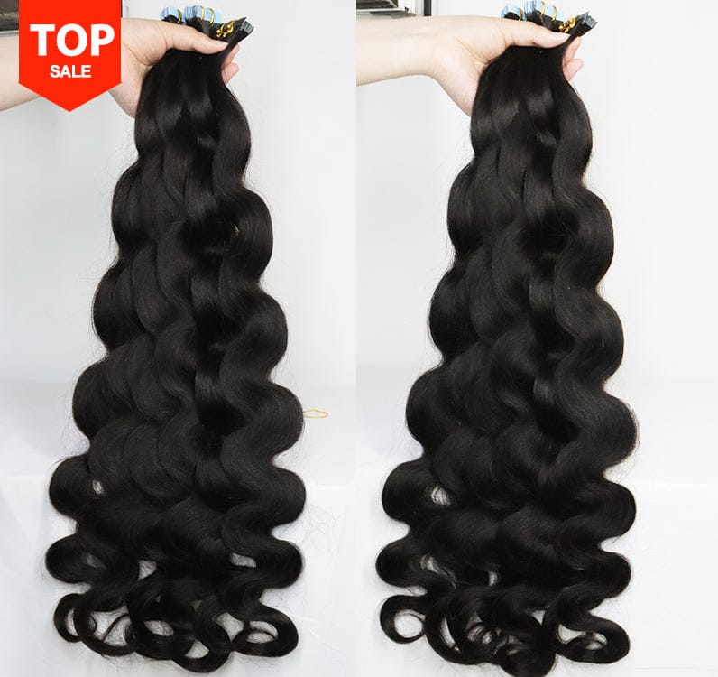 50% OFF raw indian tape in extensions virgin human hair double drawn tape in hair extensions
