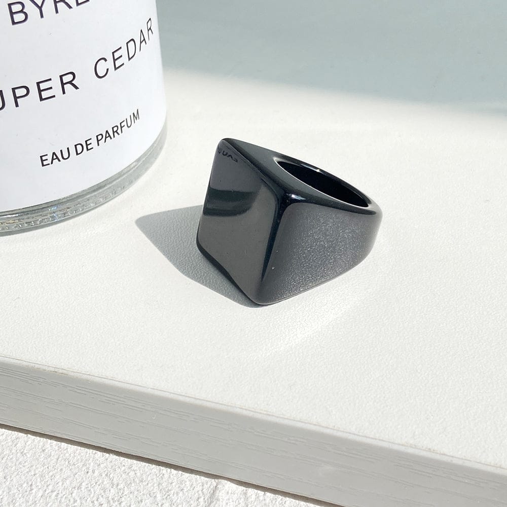 5302602 17KM Geometric Square Acrylic Resin Rings Set Girls Irregular Marble Pattern Colorful Transparent Rings for Men and Women